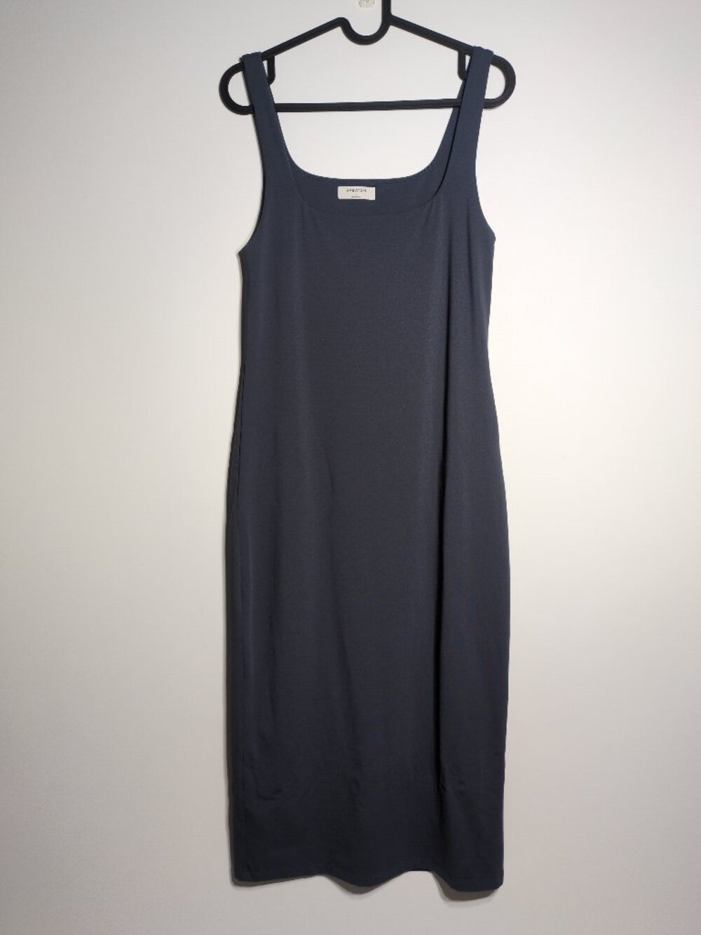 Aritzia Babaton Contour Midi Tank Dress size Large Blue Grey Square Neck Bodycon